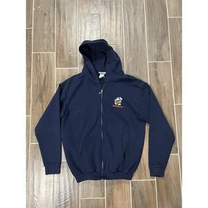 Vintage Walt Disney World Navy Blue Zip Up Cotton Jacket Size Large